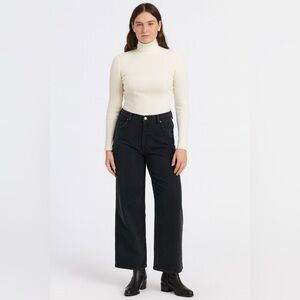 Madewell Superwide-Leg Pants in Corduroy Women's 32 Black‎ High Rise Academic